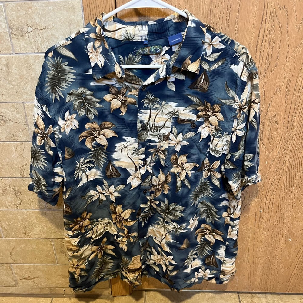 Campia Moda Button Down Hawaiian Shirt—Size XL